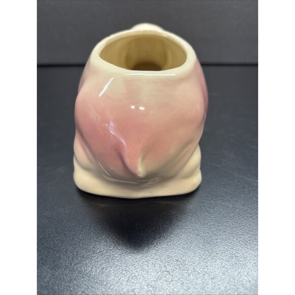 Vintage Ceramic Hippo Planter Figurine Pink & Cream Glaze - Picture 4 of 6